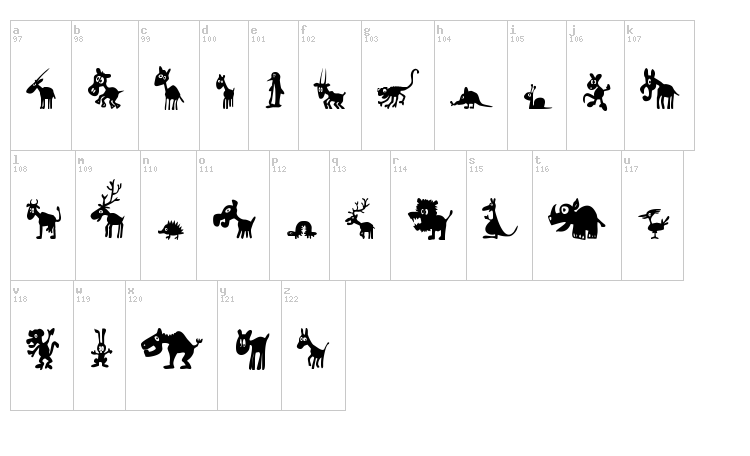FE Win Pets 1 font map